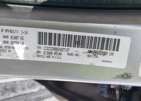 2014 Dodge Avenger Se z USA, uszkodzony, nr VIN 1C3CDZAB9EN227157